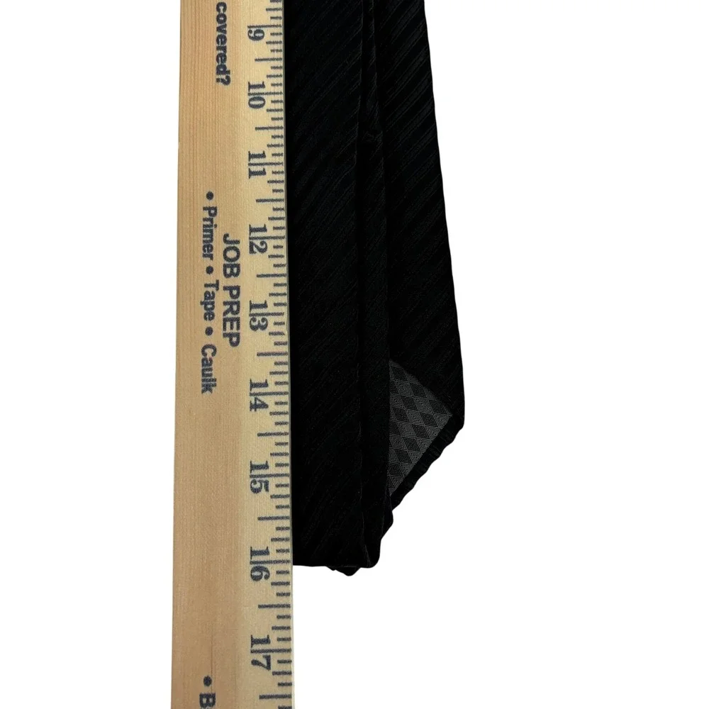 Bruno Piattelli Necktie Mens Extra Long Black Ribbed Silk Diagonal Stripe USA